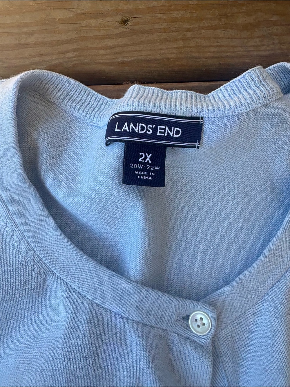 Lands' End Light Blue Button-Front Cardigan